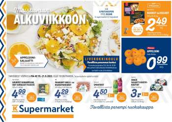 K-Supermarket tarjoukset  - 19.09.2022 - 21.09.2022.