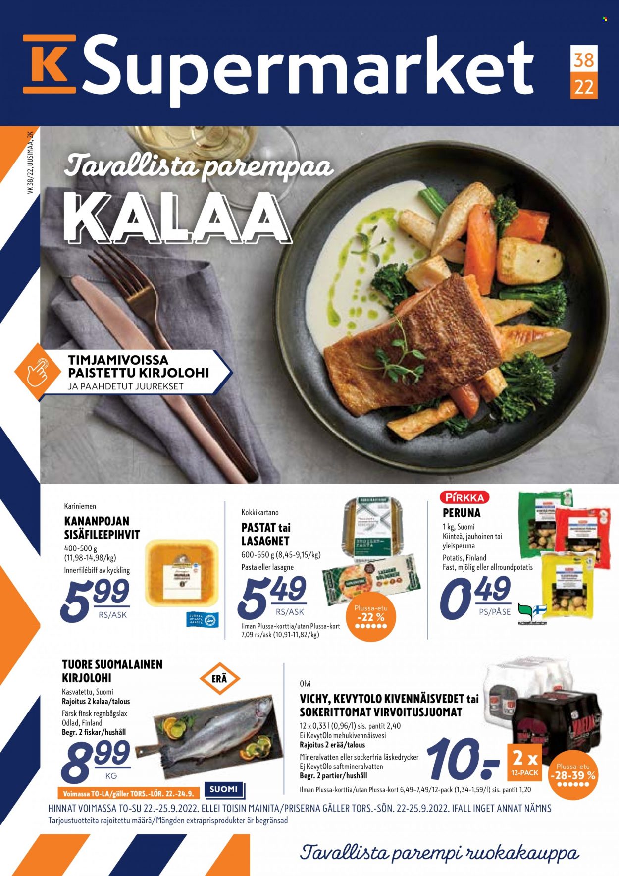 K-Supermarket tarjoukset - 22.09.2022 - 25.09.2022. Sivu 1