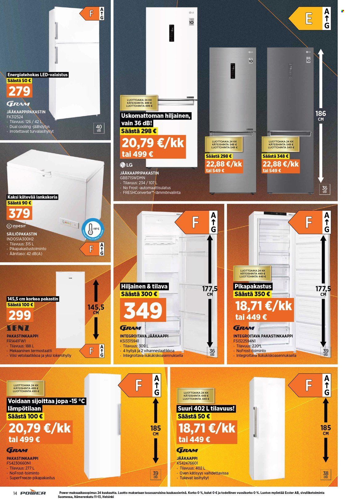 thumbnail - Power tarjoukset  - 26.09.2022 - 02.10.2022 - Tarjoustuotteet - LG, Gram, jääkaappi, jääkaappipakastin. Sivu 24.