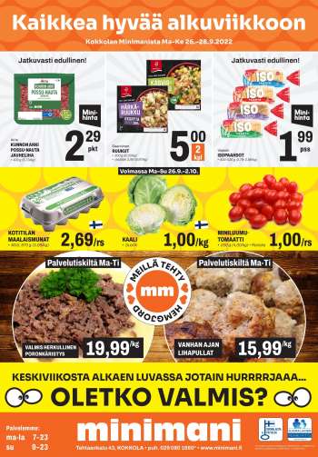 Minimani tarjoukset  - 26.09.2022 - 28.09.2022.