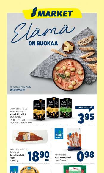 S-market tarjoukset  - 28.09.2022 - 02.10.2022.