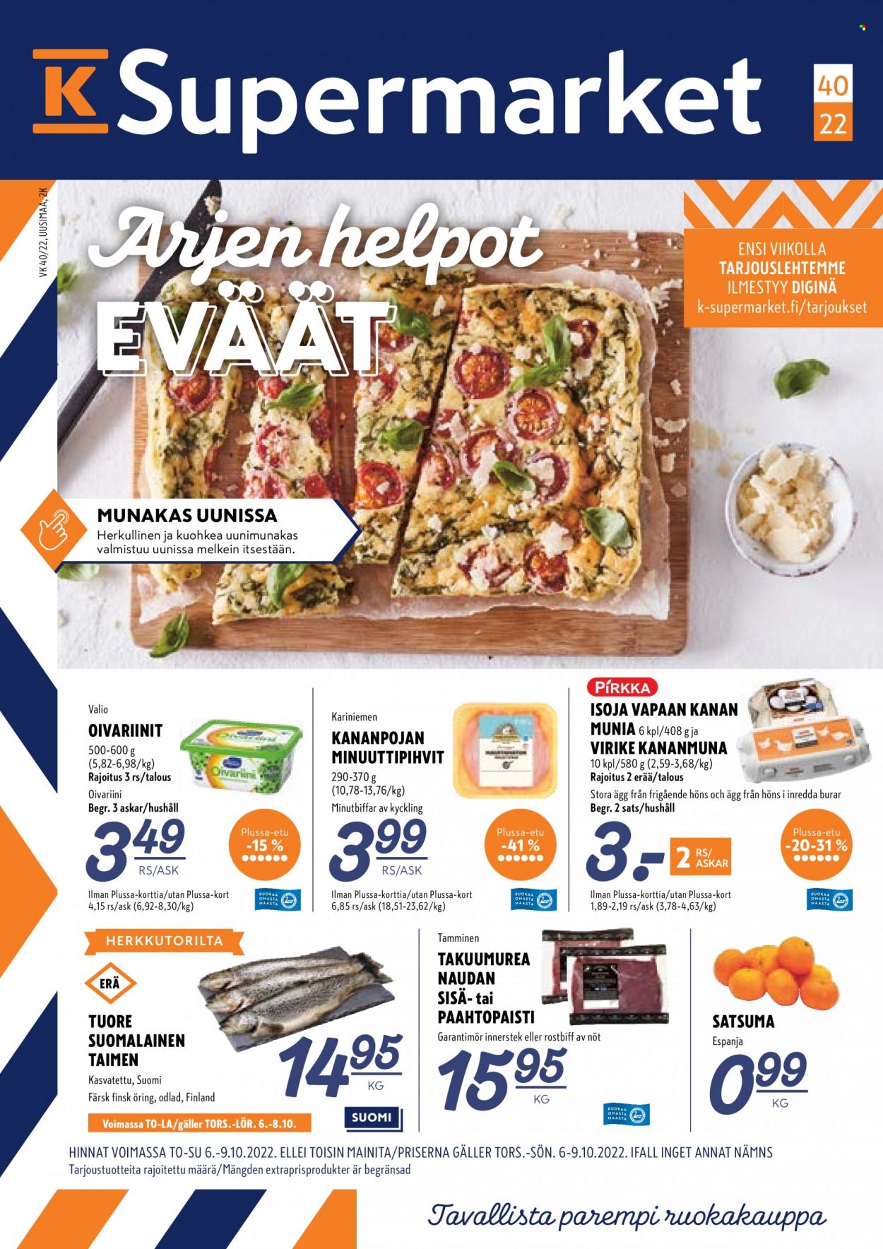 K-Supermarket tarjoukset - 06.10.2022 - 09.10.2022. Sivu 1
