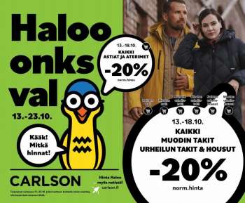Carlson tarjoukset  - 13.10.2022 - 23.10.2022.