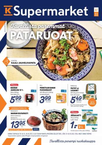 K-Supermarket tarjoukset  - 13.10.2022 - 16.10.2022.