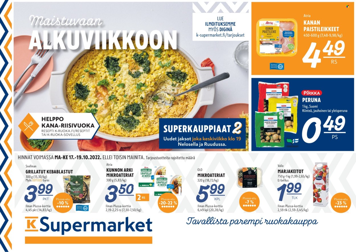 K-Supermarket tarjoukset - 17.10.2022 - 19.10.2022. Sivu 1
