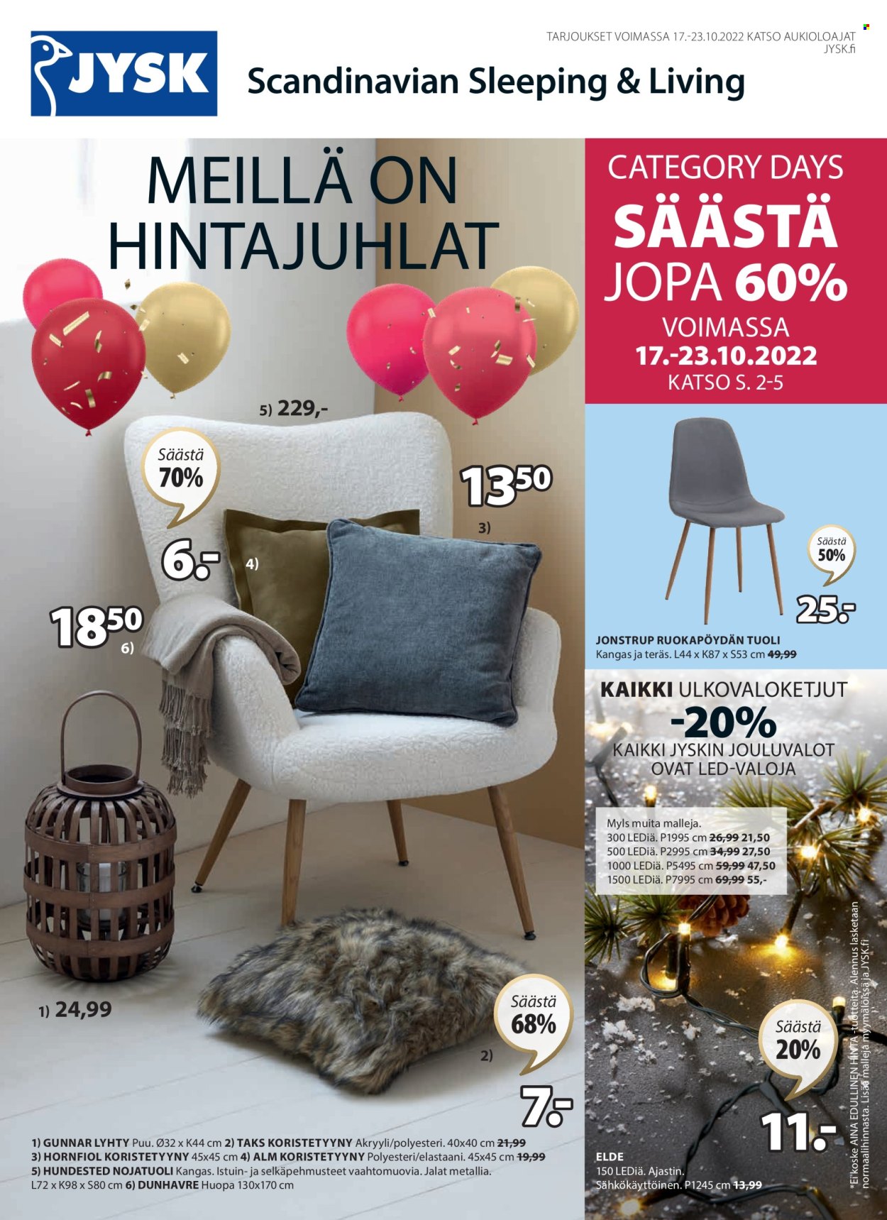JYSK tarjoukset - 17.10.2022 - 23.10.2022. Sivu 1