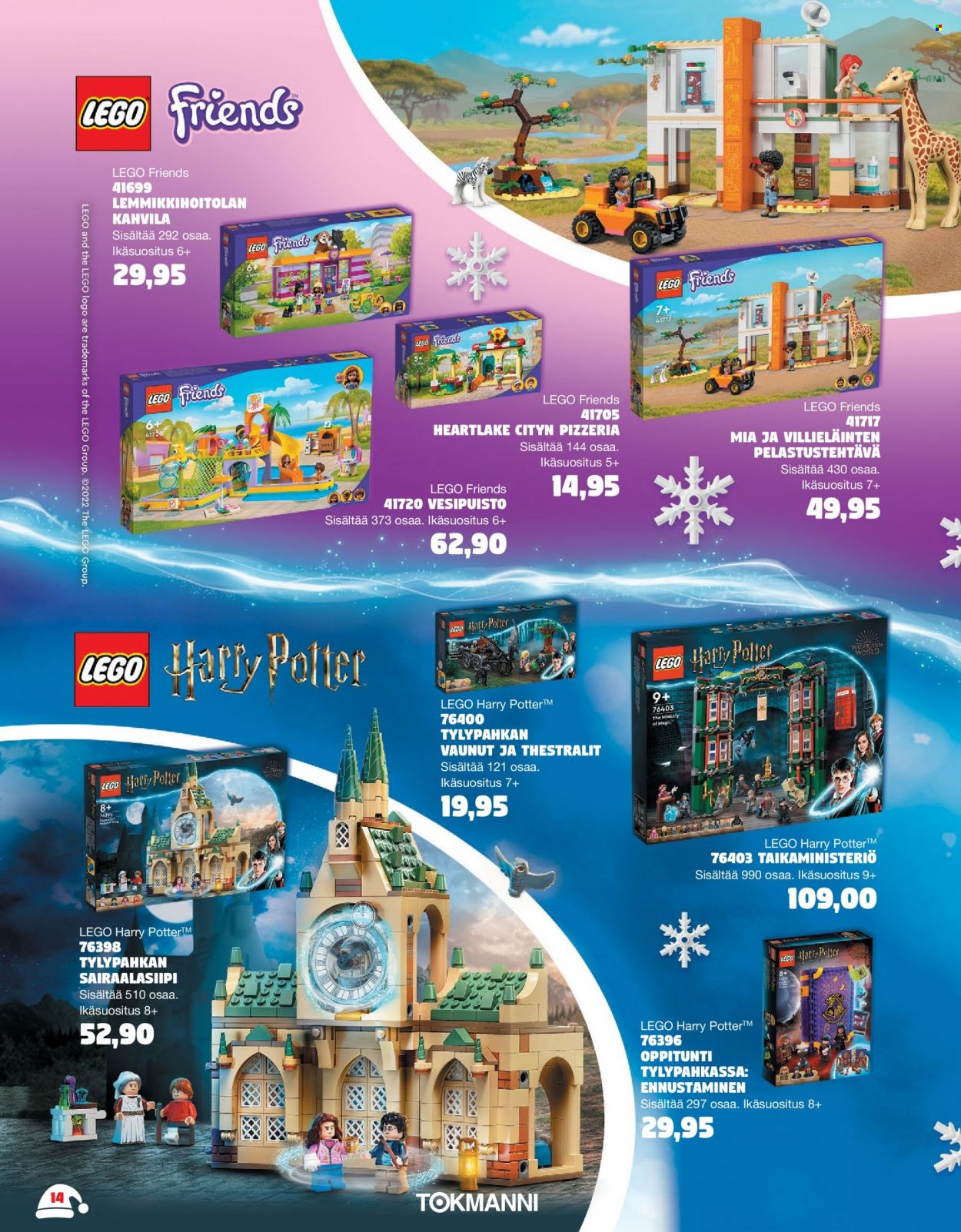 thumbnail - Tokmanni tarjoukset  - 28.10.2022 - 24.12.2022 - Tarjoustuotteet - Harry Potter, LEGO Friends, LEGO Harry Potter, LEGO. Sivu 14.
