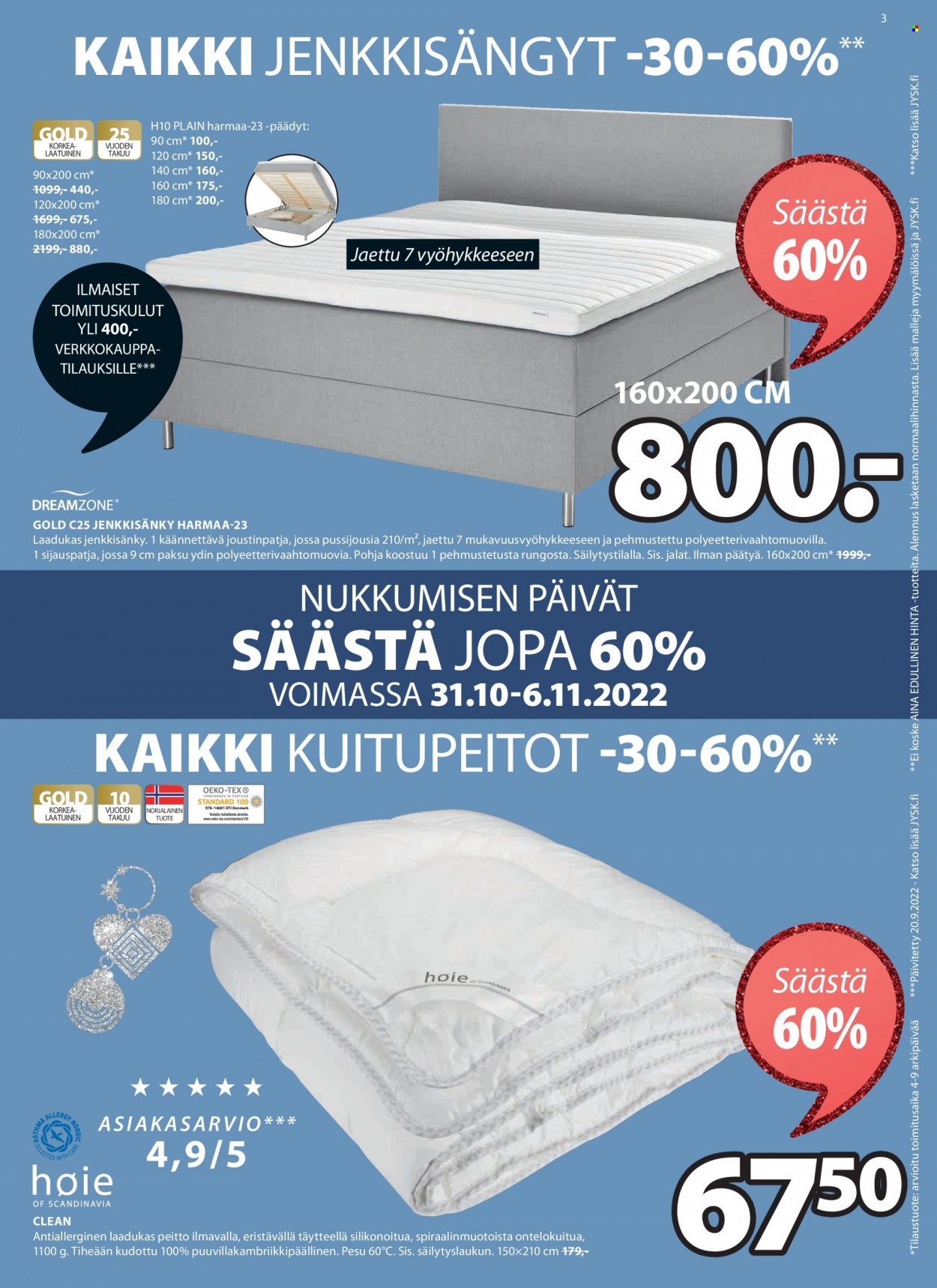 JYSK tarjoukset - 31.10.2022 - 06.11.2022. Sivu 3