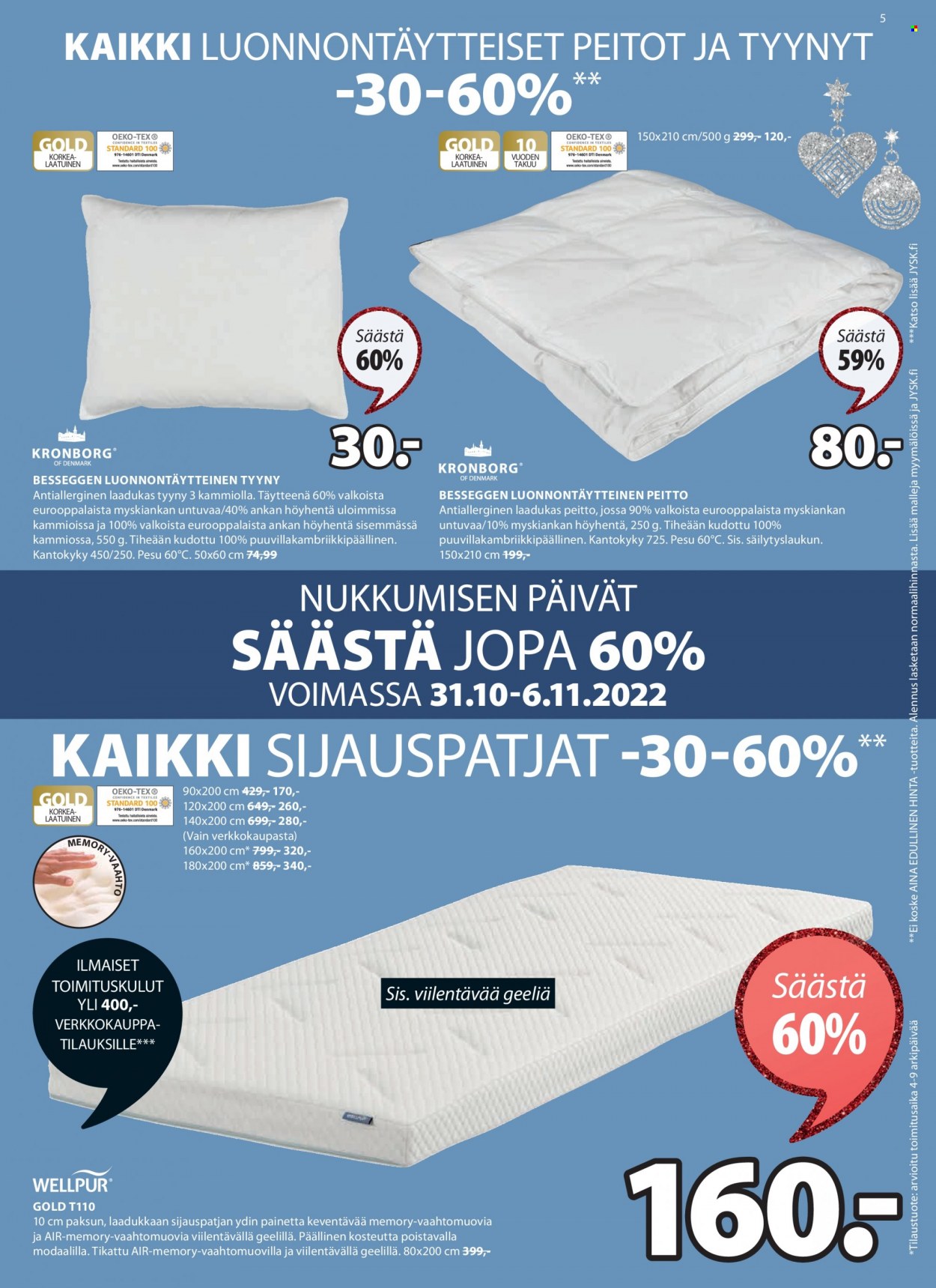 JYSK tarjoukset - 31.10.2022 - 06.11.2022. Sivu 5