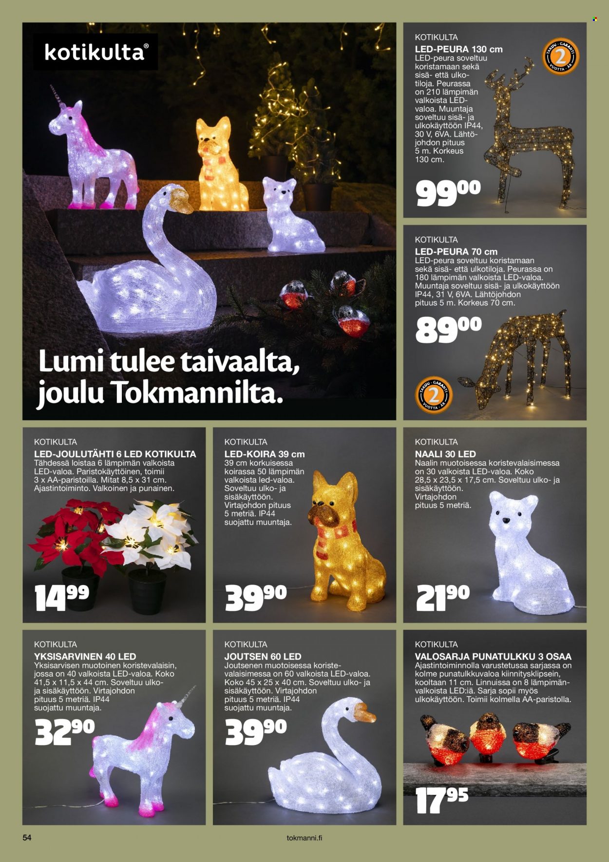 thumbnail - Tokmanni tarjoukset  - 31.10.2022 - 24.12.2022 - Tarjoustuotteet - Kotikulta, valosarja. Sivu 54.