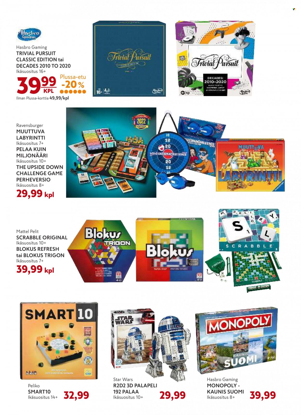 thumbnail - K-citymarket tarjoukset  - 02.11.2022 - 20.12.2022 - Tarjoustuotteet - Monopoly, Blokus, Hasbro, Ravensburger. Sivu 42.
