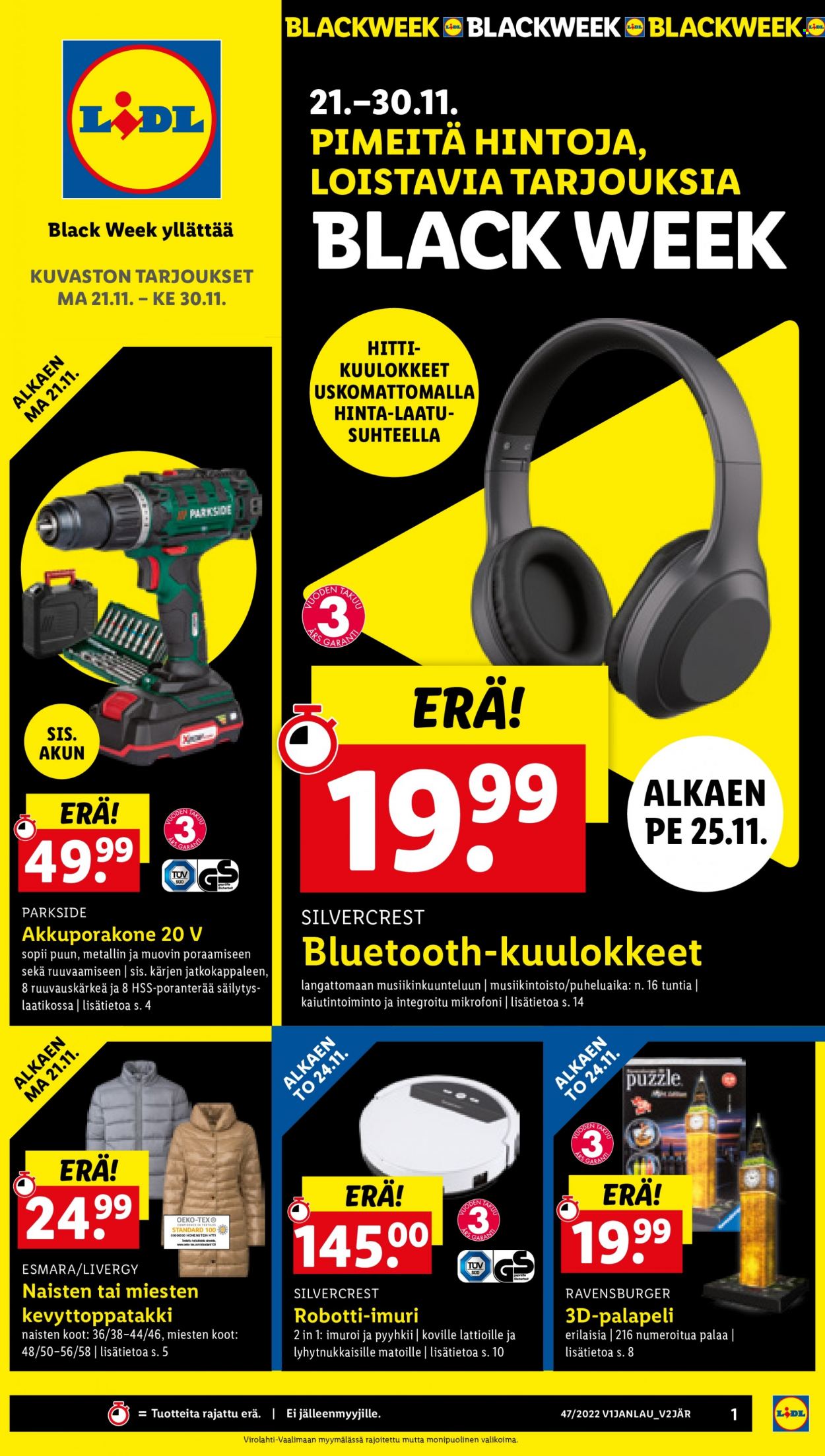 Lidl tarjoukset - 21.11.2022 - 30.11.2022. Sivu 1