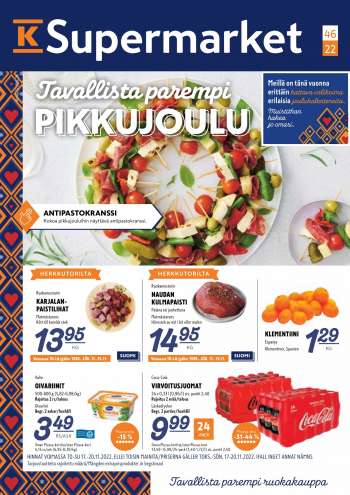 K-Supermarket tarjoukset  - 17.11.2022 - 20.11.2022.