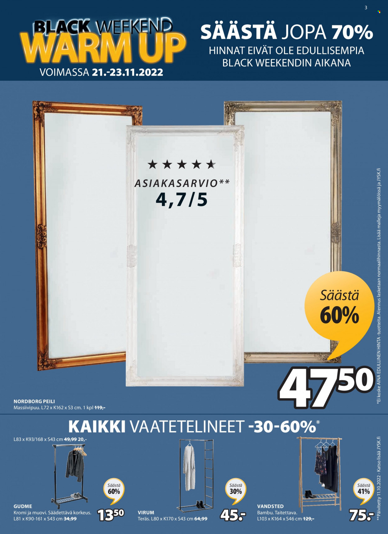 JYSK tarjoukset - 21.11.2022 - 23.11.2022. Sivu 3