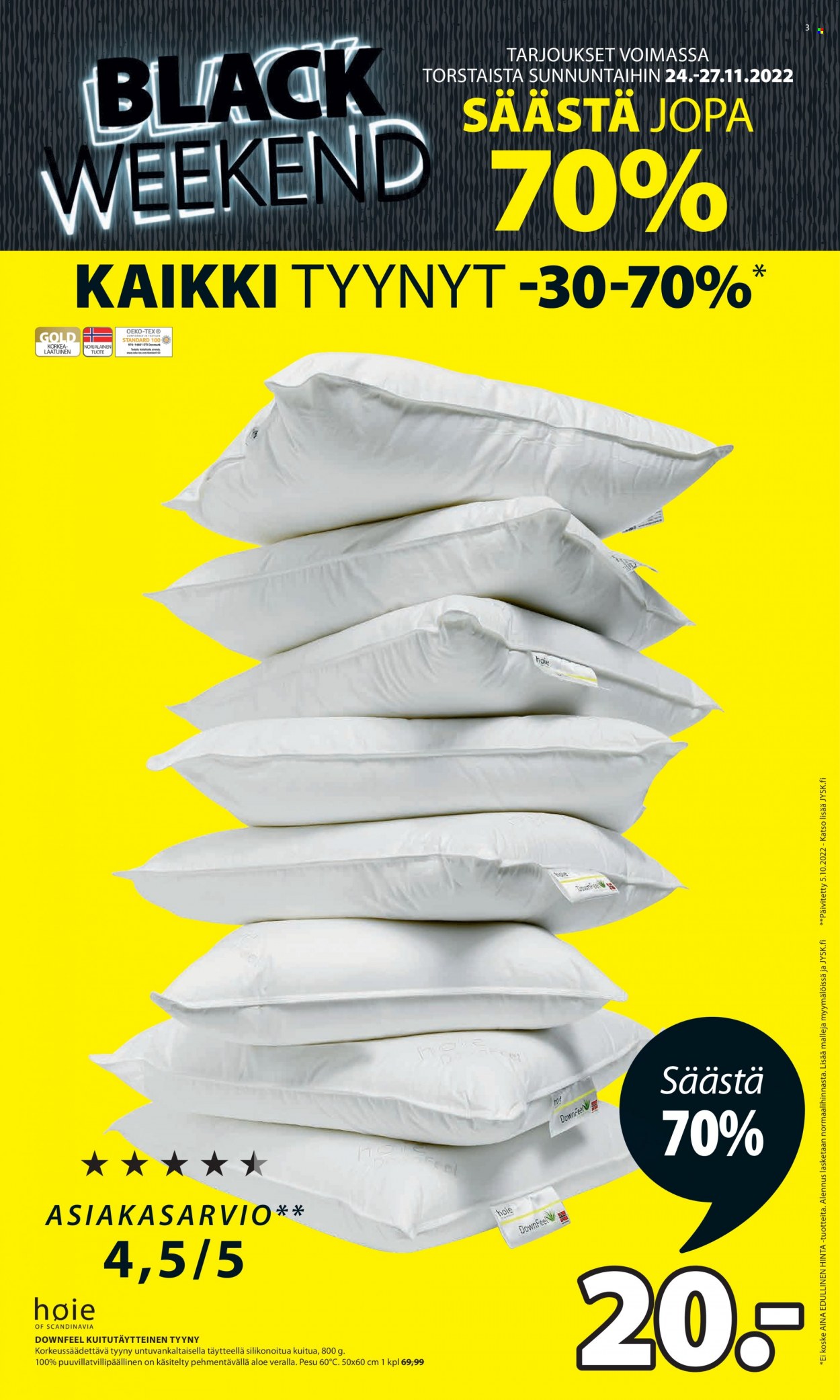 JYSK tarjoukset - 24.11.2022 - 27.11.2022. Sivu 3