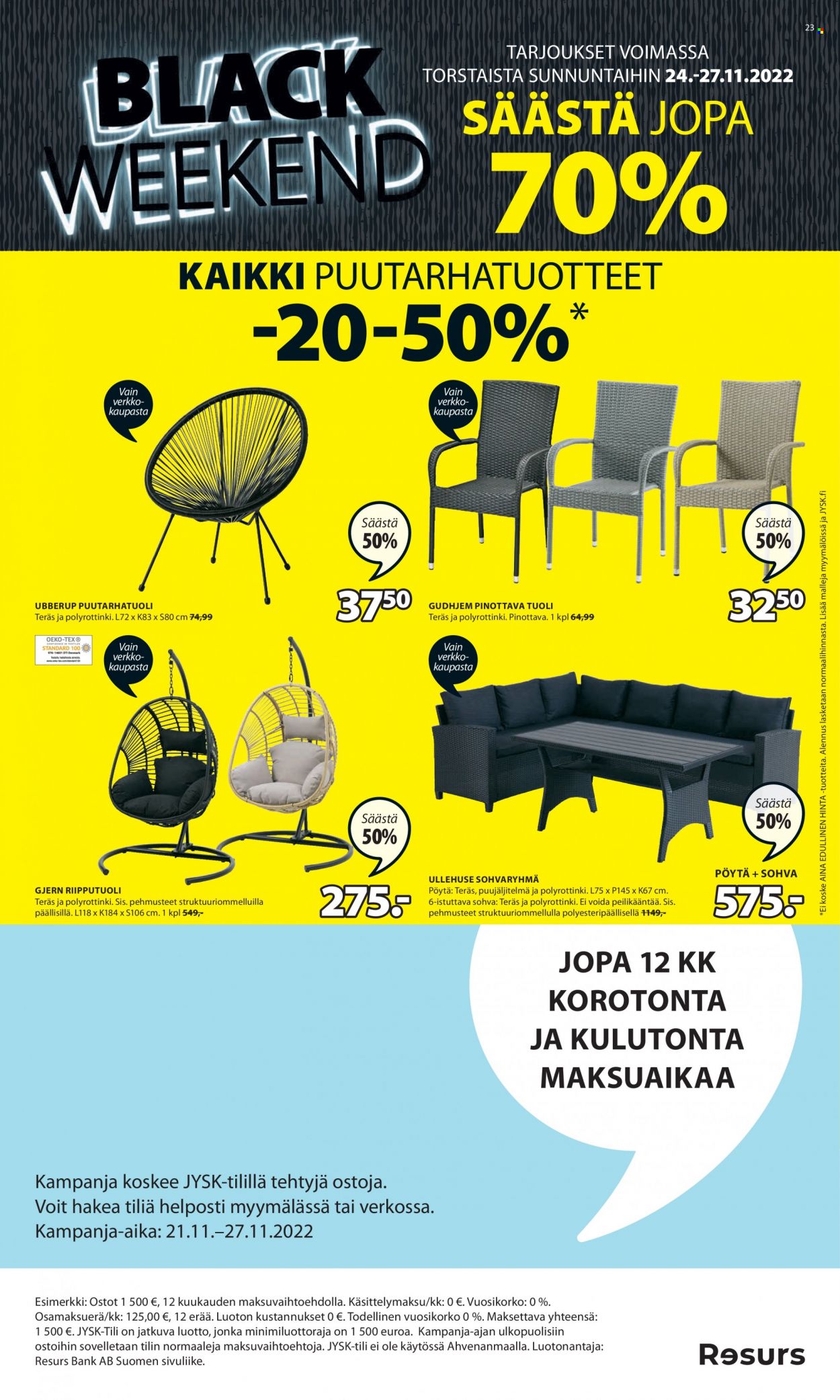 JYSK tarjoukset - 24.11.2022 - 27.11.2022. Sivu 23