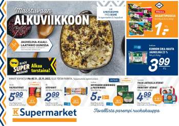 K-Supermarket tarjoukset  - 21.11.2022 - 23.11.2022.