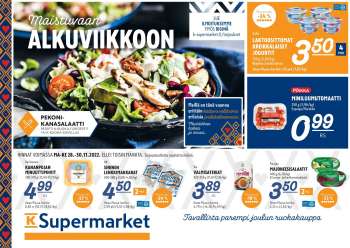 K-Supermarket tarjoukset  - 28.11.2022 - 30.11.2022.