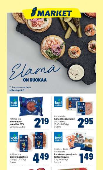 S-market tarjoukset  - 07.12.2022 - 13.12.2022.