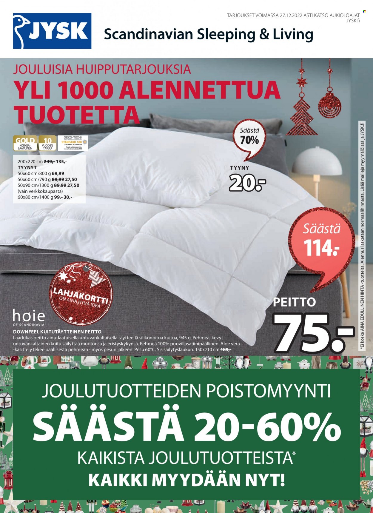 JYSK tarjoukset - 12.12.2022 - 27.12.2022. Sivu 1