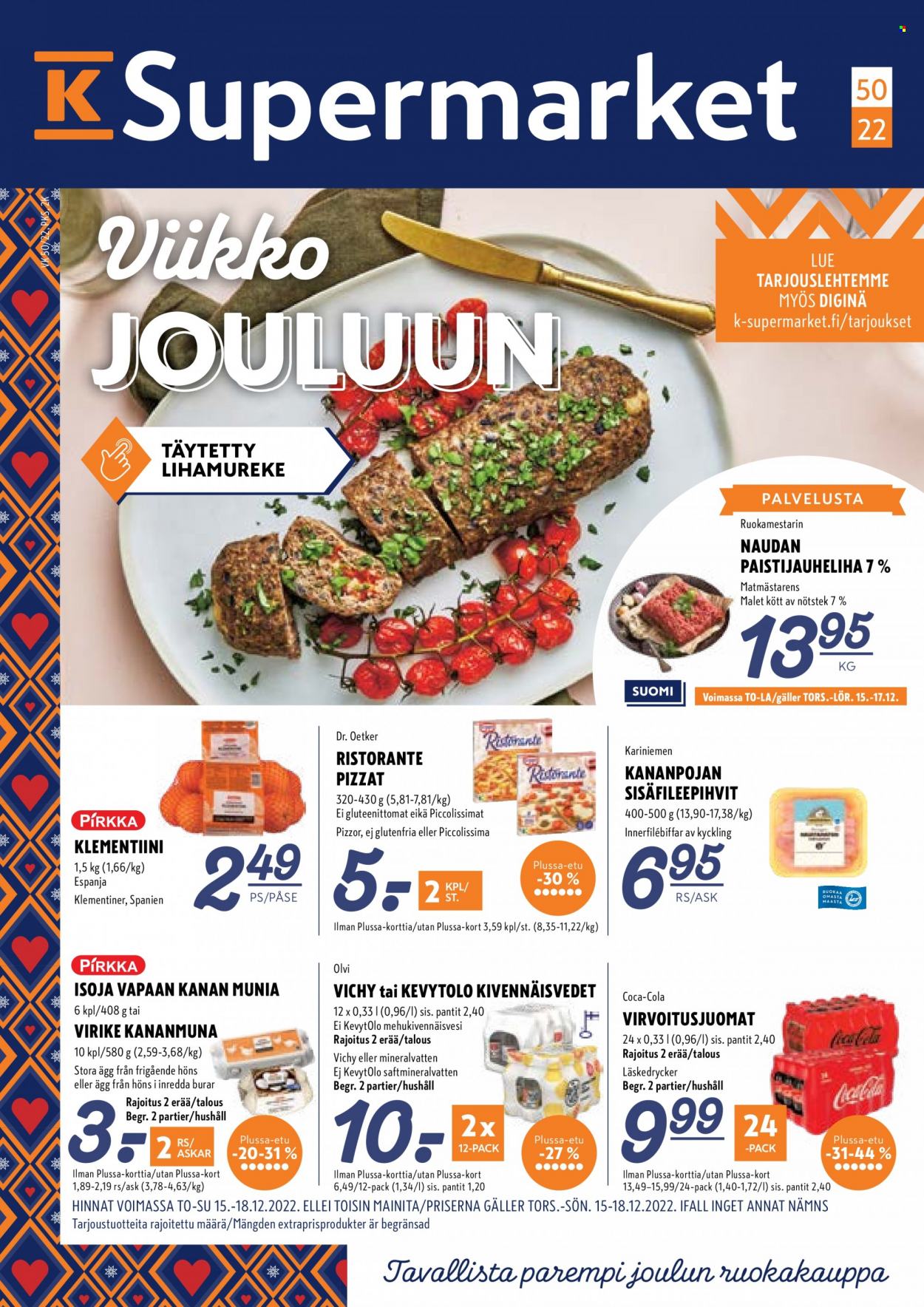 K-Supermarket tarjoukset - 15.12.2022 - 18.12.2022. Sivu 1