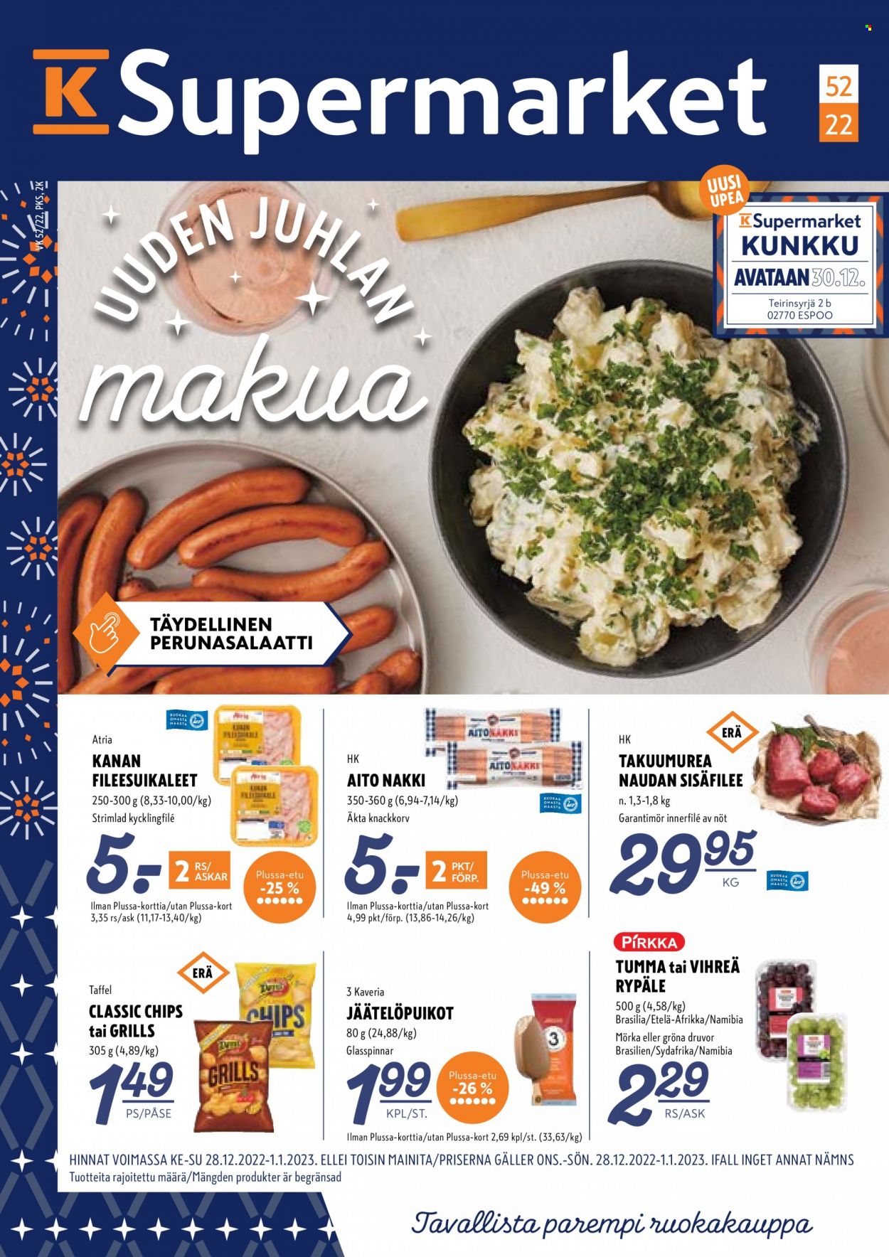 K-Supermarket tarjoukset - 28.12.2022 - 01.01.2023. Sivu 1