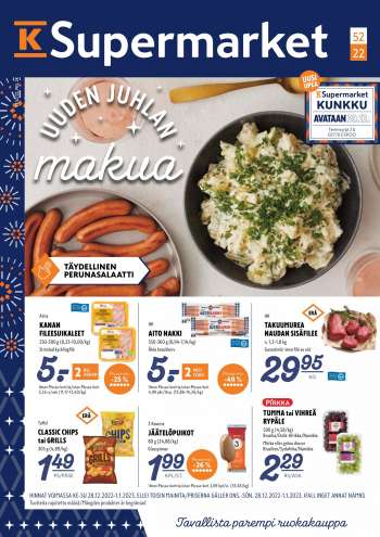 K-Supermarket tarjoukset  - 28.12.2022 - 01.01.2023.