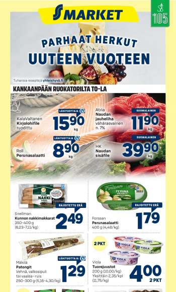 S-market tarjoukset  - 29.12.2022 - 31.12.2022.
