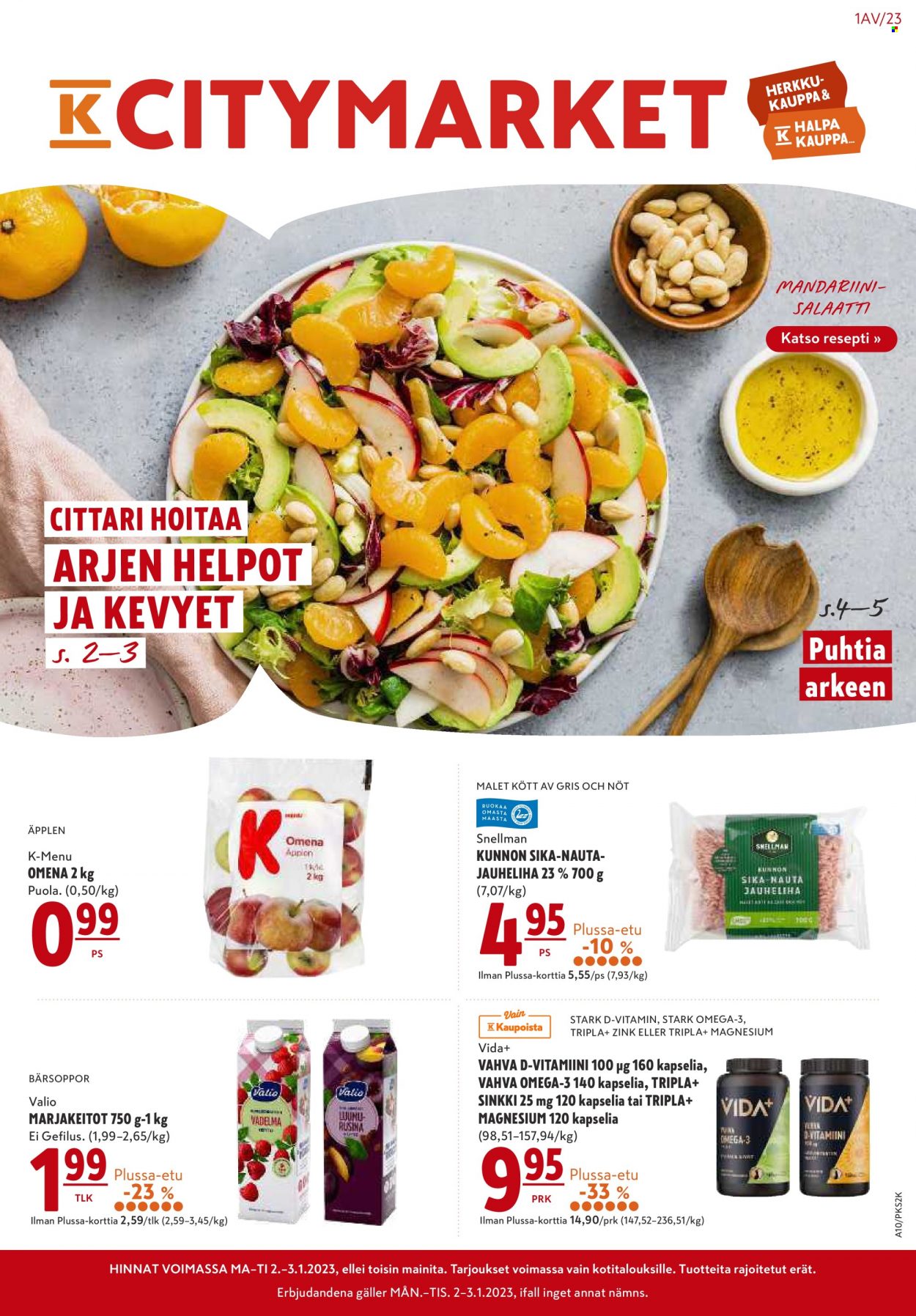 K-citymarket tarjoukset - 02.01.2023 - 08.01.2023. Sivu 1