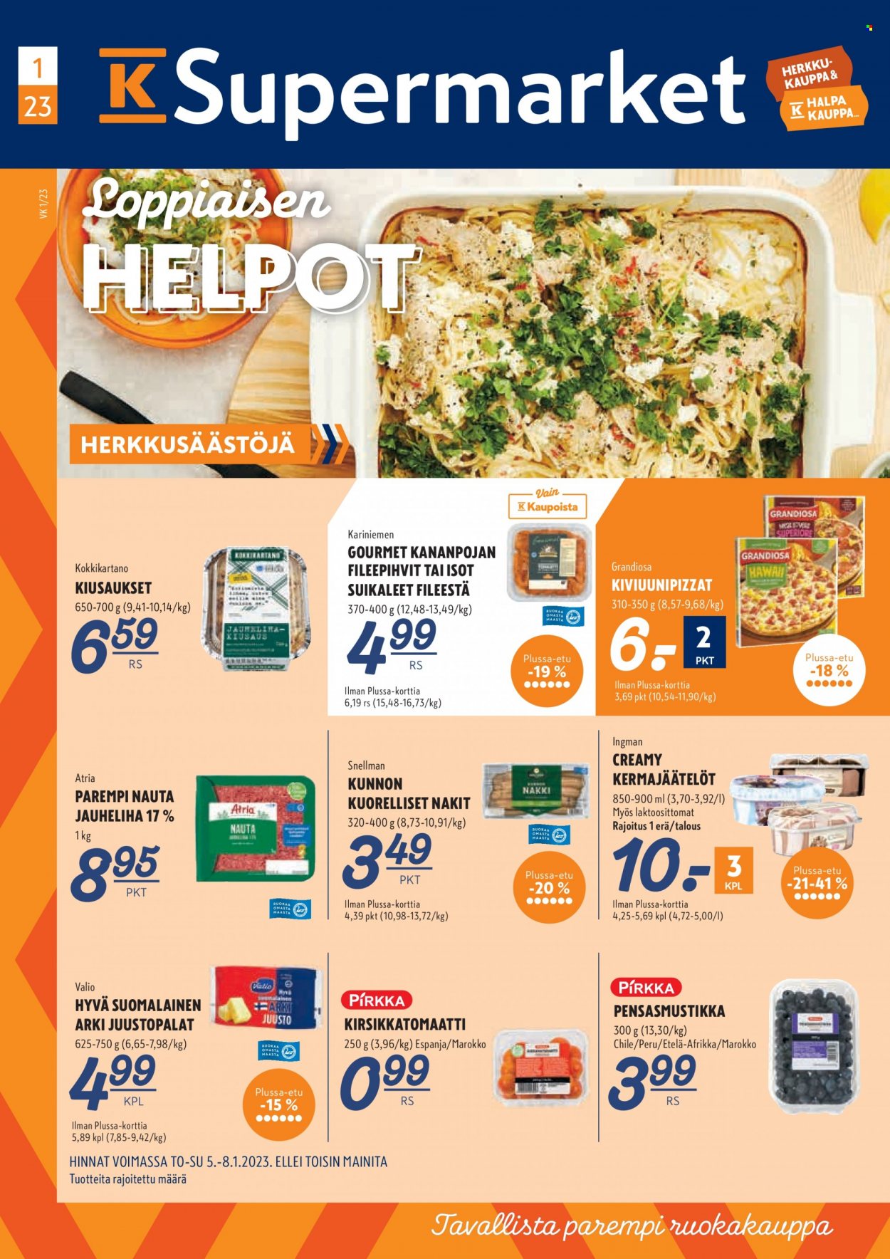 K-Supermarket tarjoukset - 05.01.2023 - 08.01.2023. Sivu 1