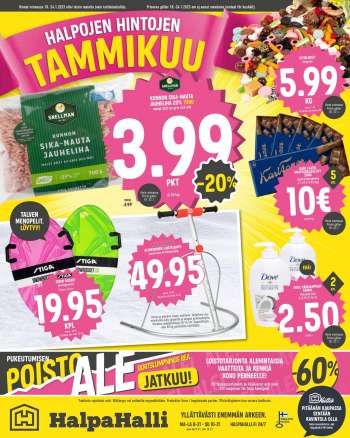 HalpaHalli tarjoukset  - 18.01.2023 - 24.01.2023.