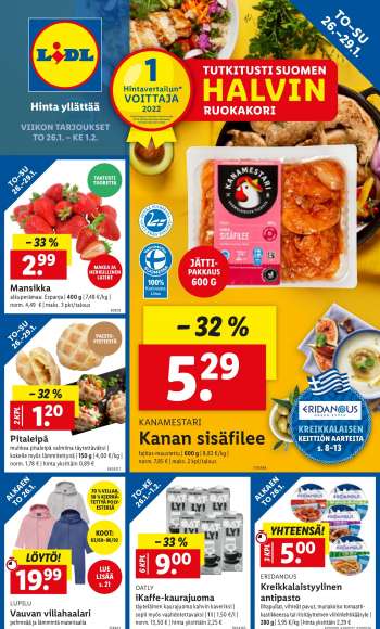 Lidl tarjoukset  - 26.01.2023 - 01.02.2023.