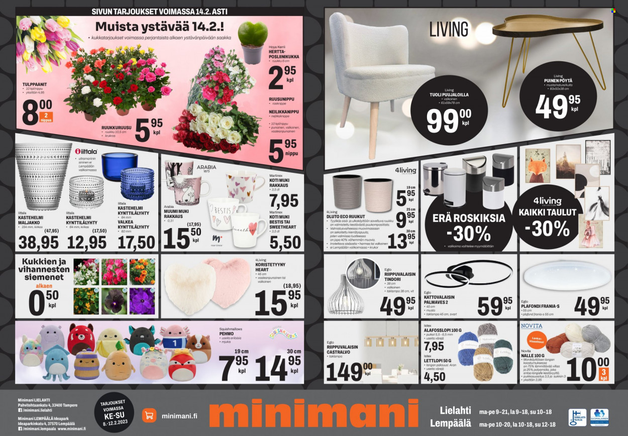 thumbnail - Minimani tarjoukset  - 08.02.2023 - 12.02.2023 - Tarjoustuotteet - Muumi, muki, koristetyyny, pöytä, tuoli, pehmo. Sivu 2.