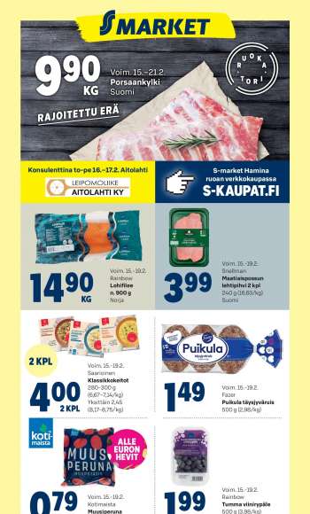 S-market tarjoukset  - 15.02.2023 - 19.02.2023.