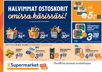 K-Supermarket tarjoukset  - 13.03.2023 - 15.03.2023.
