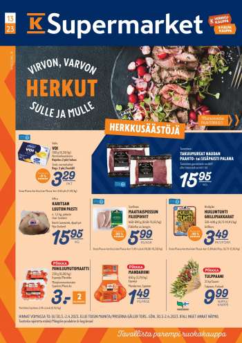K-Supermarket tarjoukset  - 30.03.2023 - 02.04.2023.