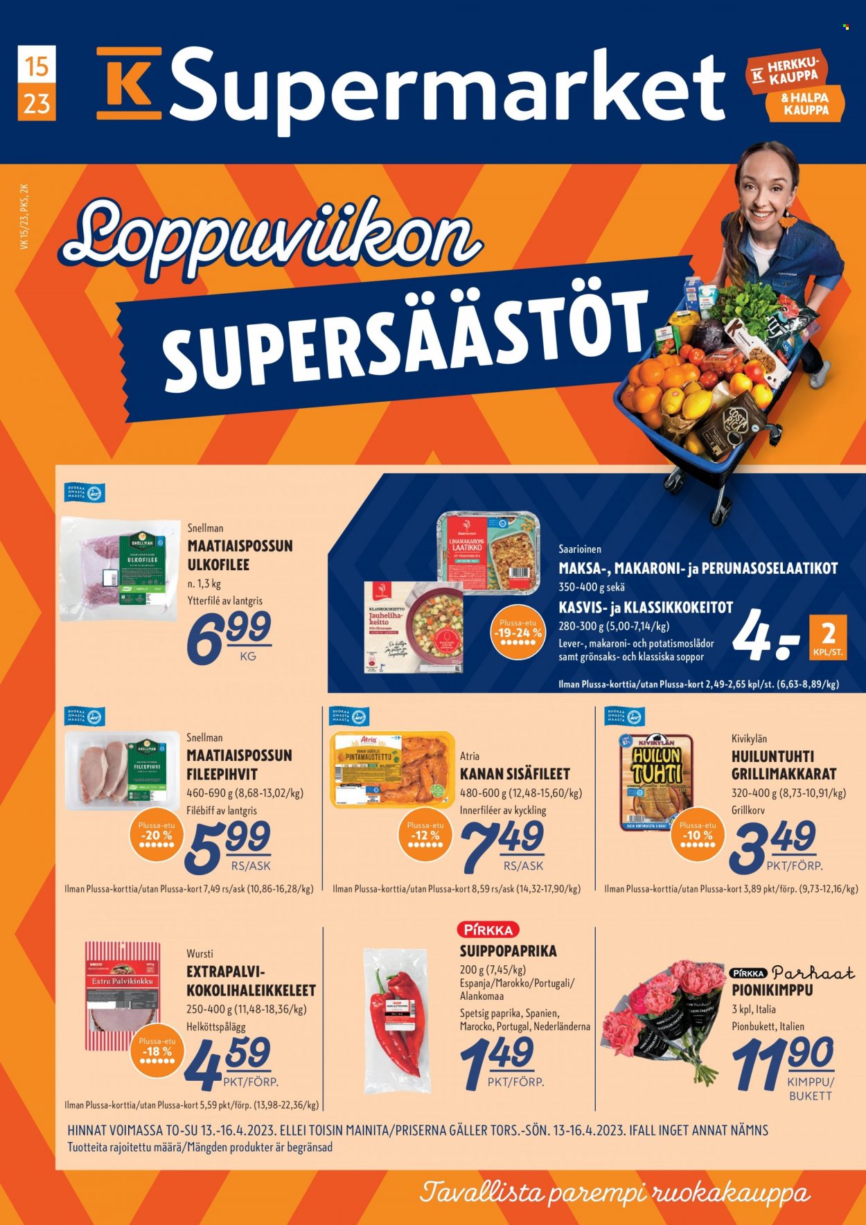 K-Supermarket tarjoukset - 13.04.2023 - 16.04.2023. Sivu 1
