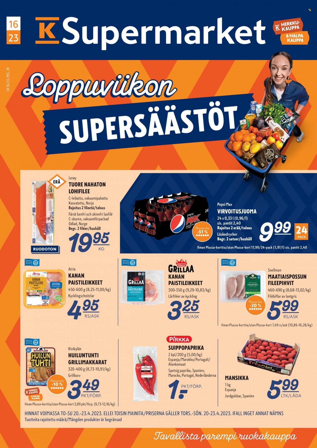 K-Supermarket tarjoukset - 20.04.2023 - 23.04.2023. Sivu 1