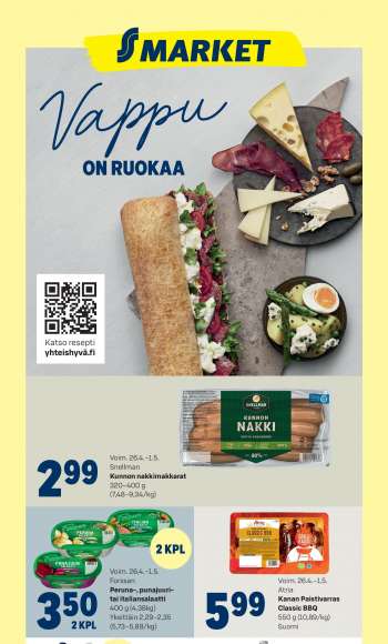 S-market tarjoukset  - 26.04.2023 - 01.05.2023.