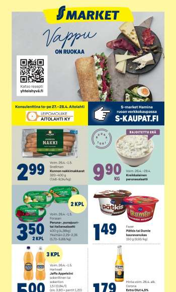 S-market tarjoukset  - 26.04.2023 - 01.05.2023.