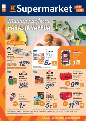 K-Supermarket tarjoukset  - 27.04.2023 - 01.05.2023.