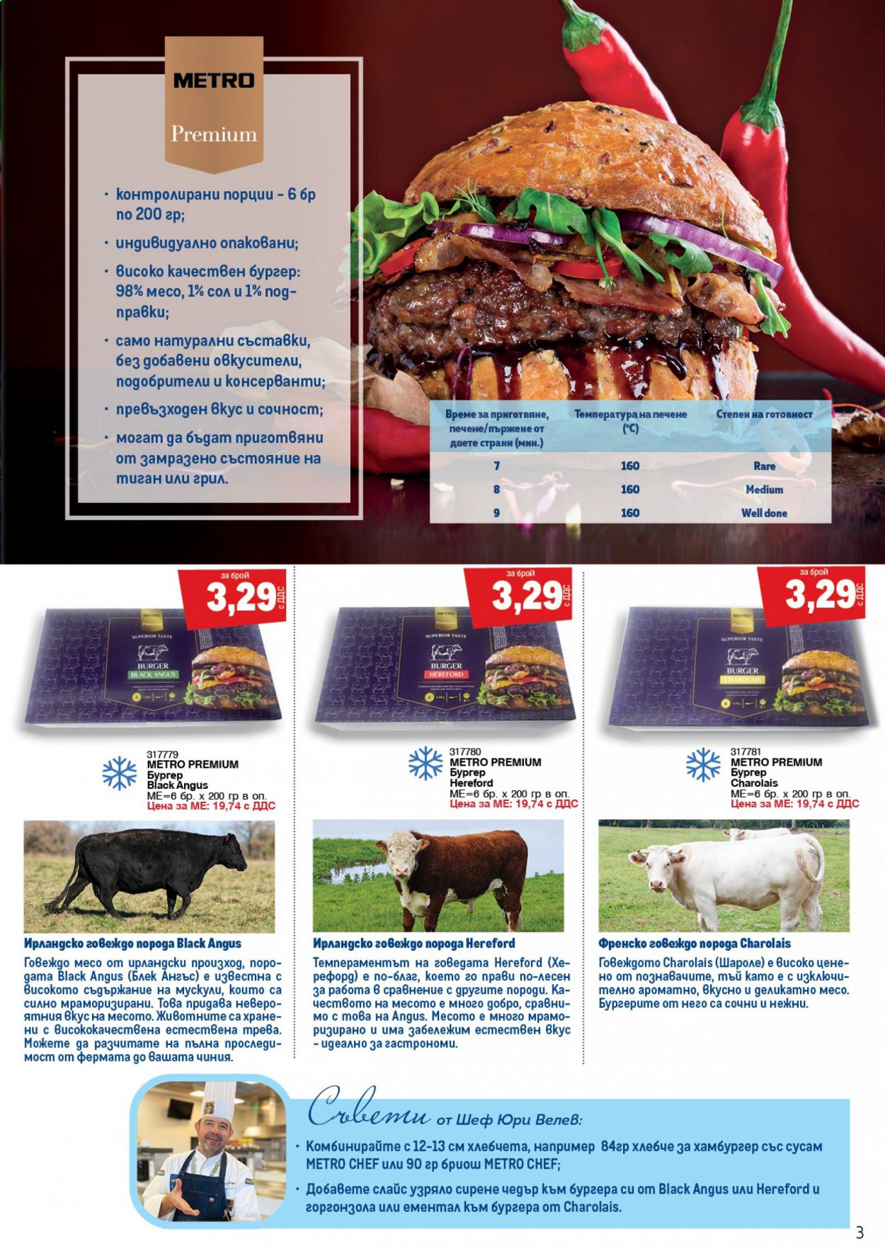 thumbnail - Брошура на МЕТРО - 01.02.2021 - 28.02.2021 - Продавани продукти - говеждо месо, бургер, ементал, сирене, Чедър, Rare, грил. Страница 3.