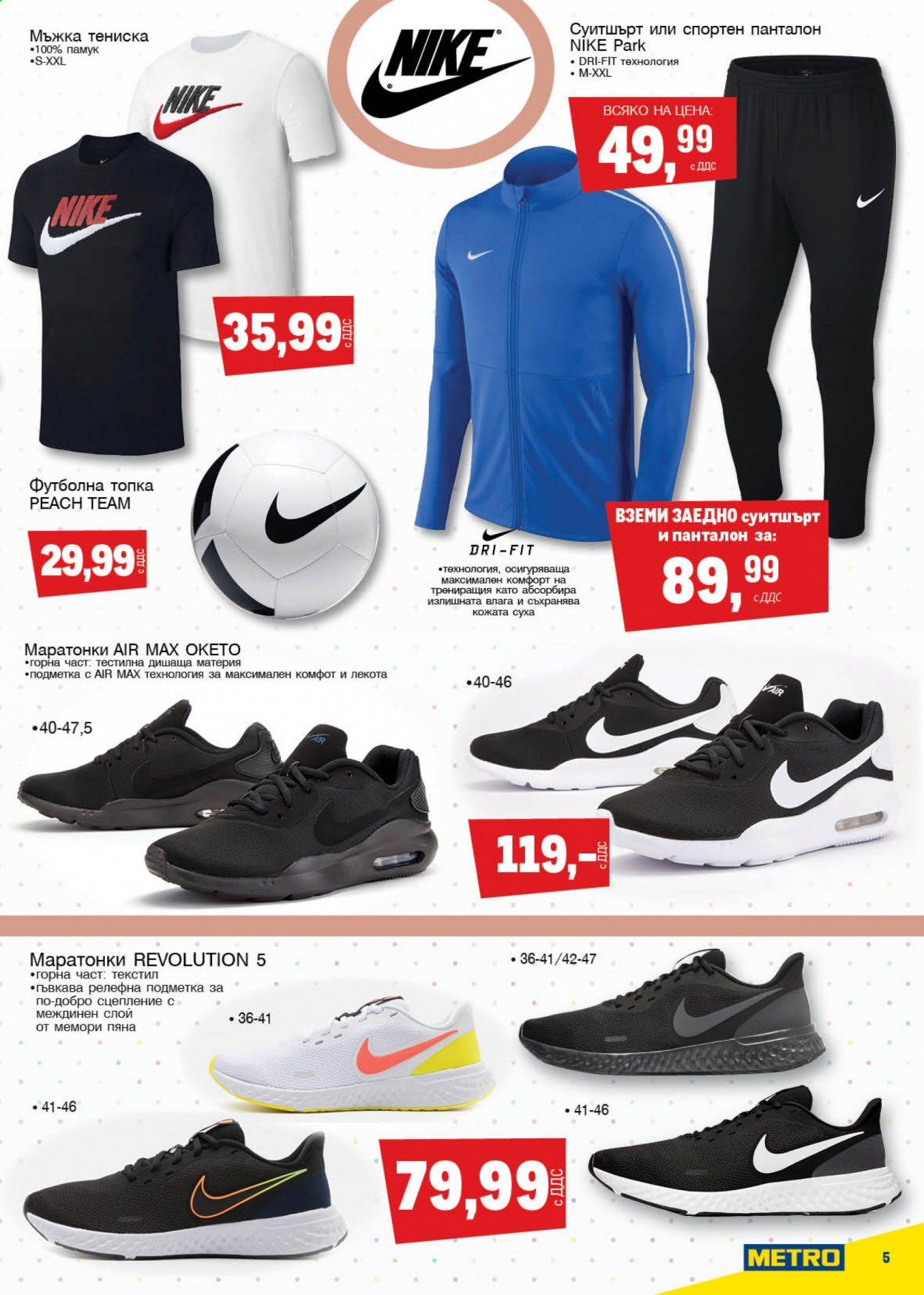 thumbnail - Брошура на МЕТРО - 04.03.2021 - 31.03.2021 - Продавани продукти - Nike, футболна топка, тениска, суитшърт, маратонки. Страница 5.