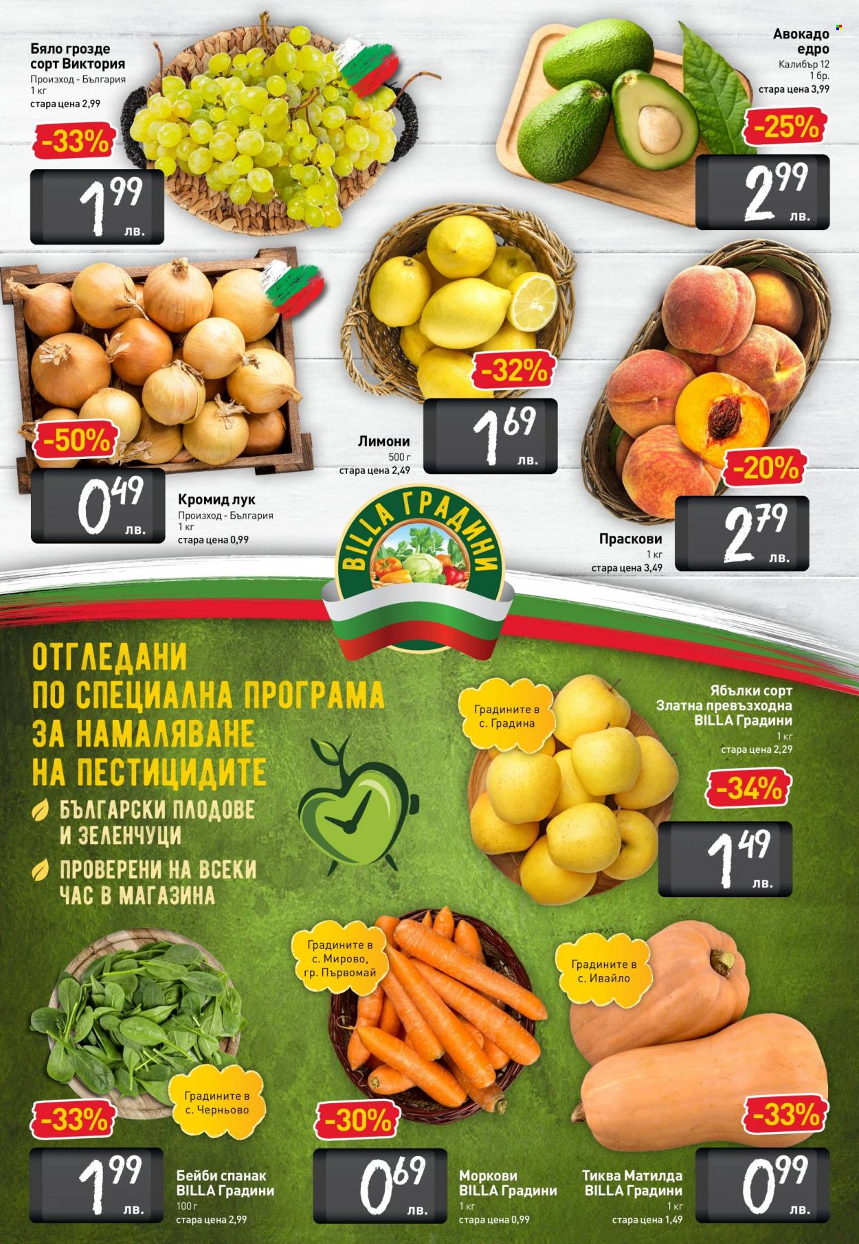 thumbnail - Брошура на BILLA - 16.09.2021 - 22.09.2021 - Продавани продукти - лук, моркови, кромид лук, авокадо, лимони, грозде. Страница 4.