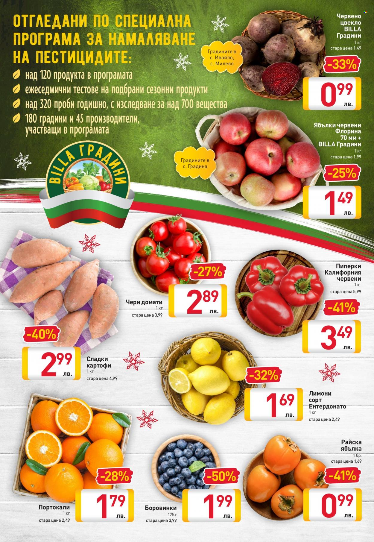 thumbnail - Брошура на BILLA - 25.11.2021 - 01.12.2021 - Продавани продукти - домати, картофи, сладки картофи, боровинки, портокали, лимони. Страница 4.