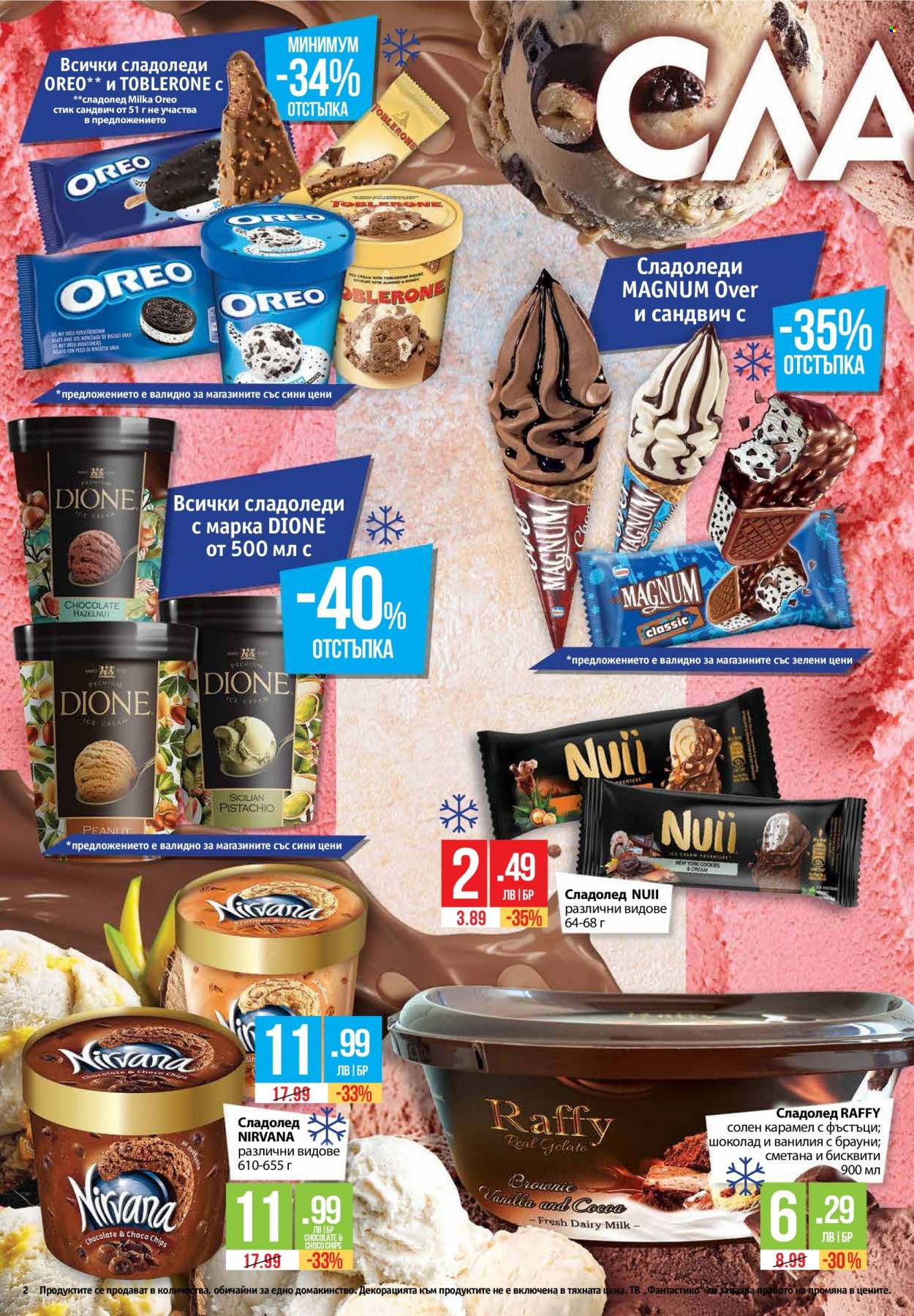 thumbnail - Брошура на Фантастико - 18.08.2022 - 24.08.2022 - Продавани продукти - Milka, Toblerone, сладолед, Nuii, бисквити. Страница 2.