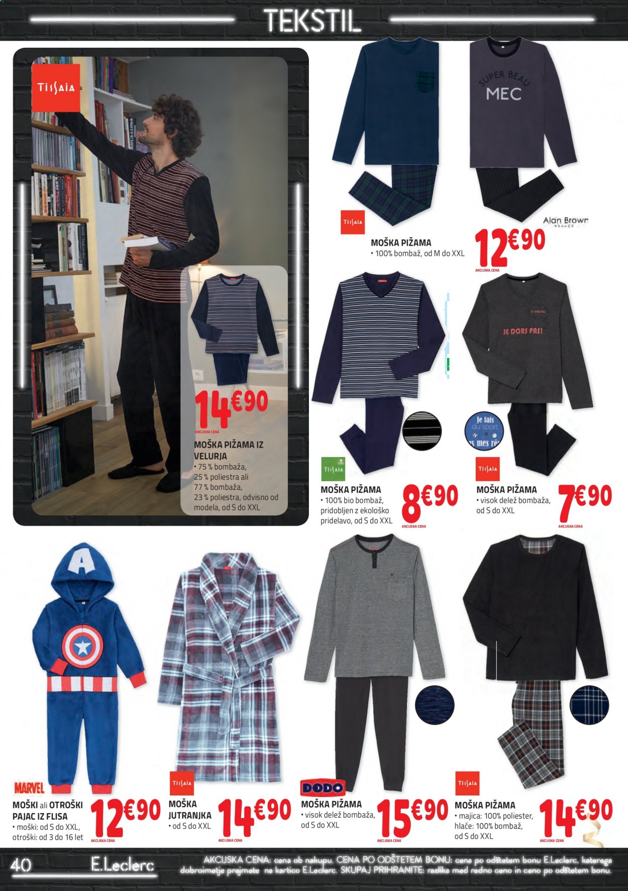 thumbnail - E.Leclerc katalog - 6.1.2021 - 16.1.2021 - Ponudba izdelkov - hlače, majica, pajac, pižama. Stran 40.