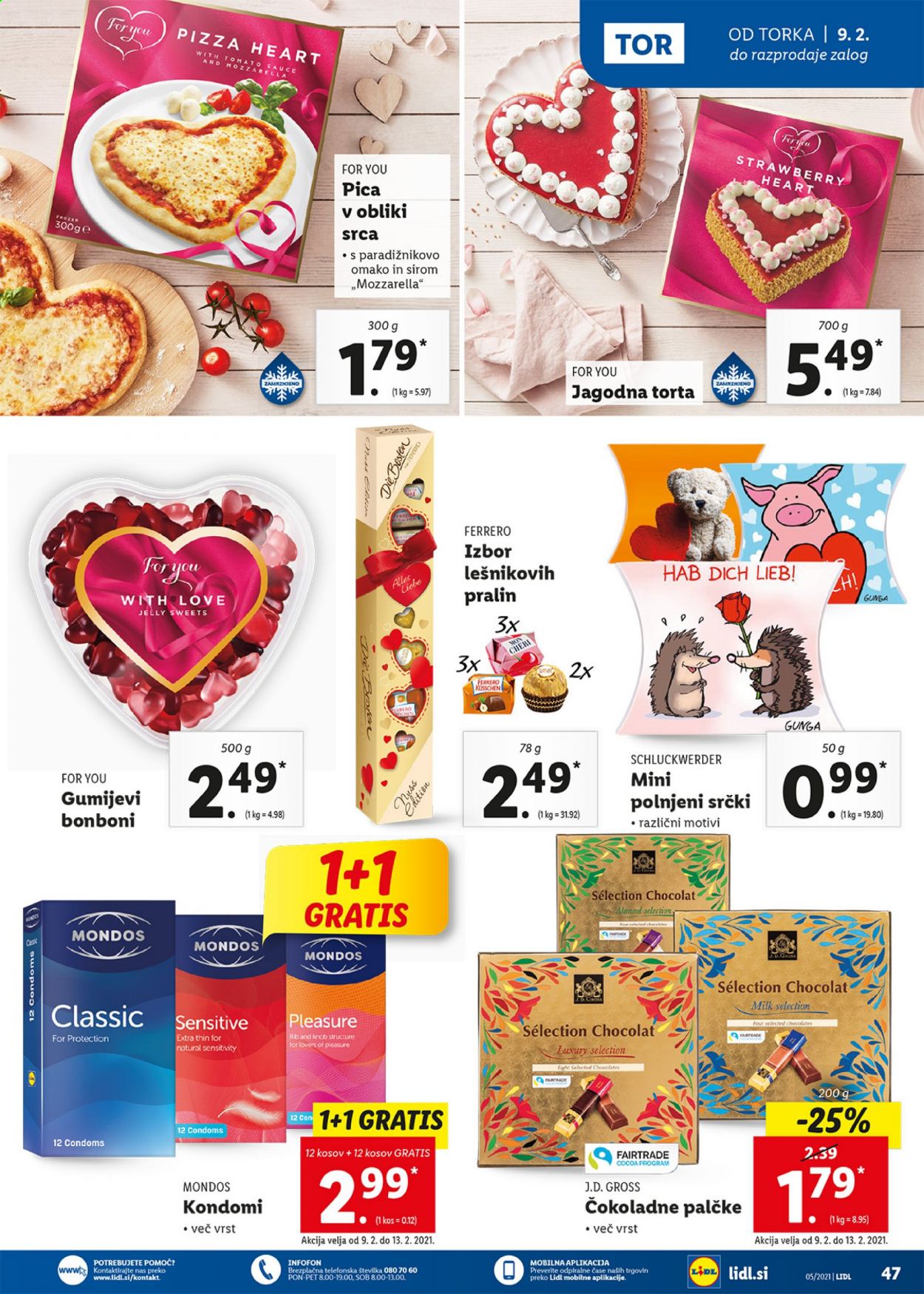 thumbnail - Lidl katalog - 4.2.2021 - 14.2.2021 - Ponudba izdelkov - torta, pizza, bonboni, kondomi. Stran 47.