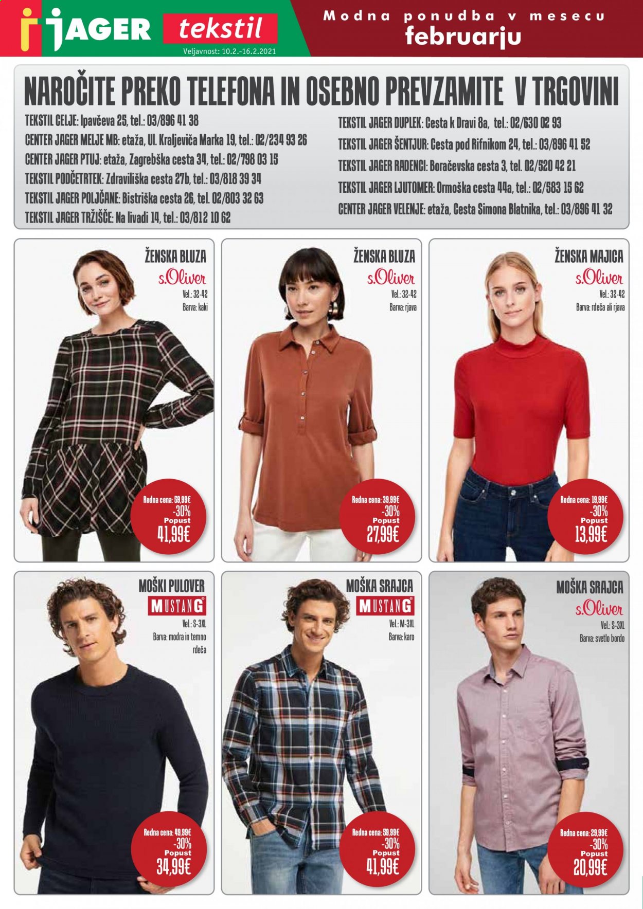 thumbnail - JAGER katalog - 10.2.2021 - 16.2.2021 - Ponudba izdelkov - bluza, majica, srajca, pulover. Stran 1.