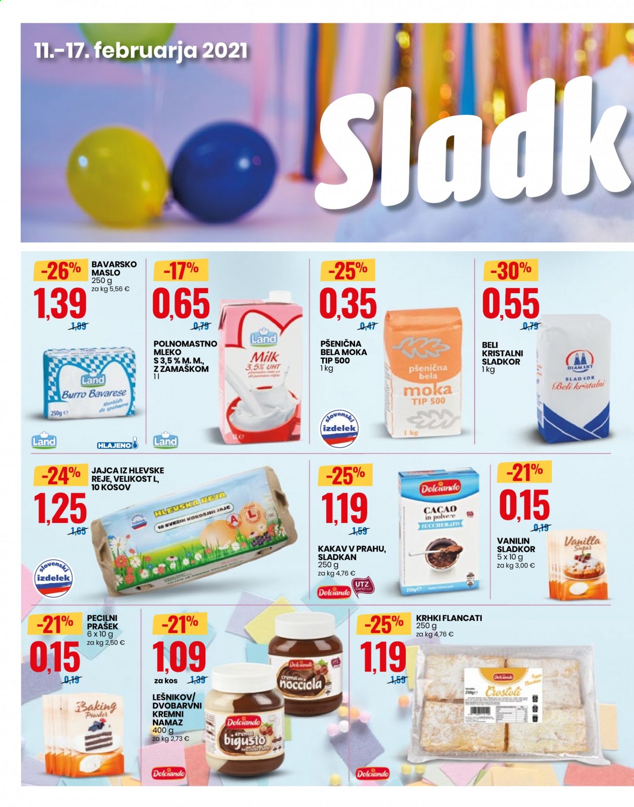 thumbnail - EuroSpin katalog - 11.2.2021 - 17.2.2021 - Ponudba izdelkov - moka, namaz, mleko, jajca, maslo, bela moka, sladkor, kristalni sladkor. Stran 2.